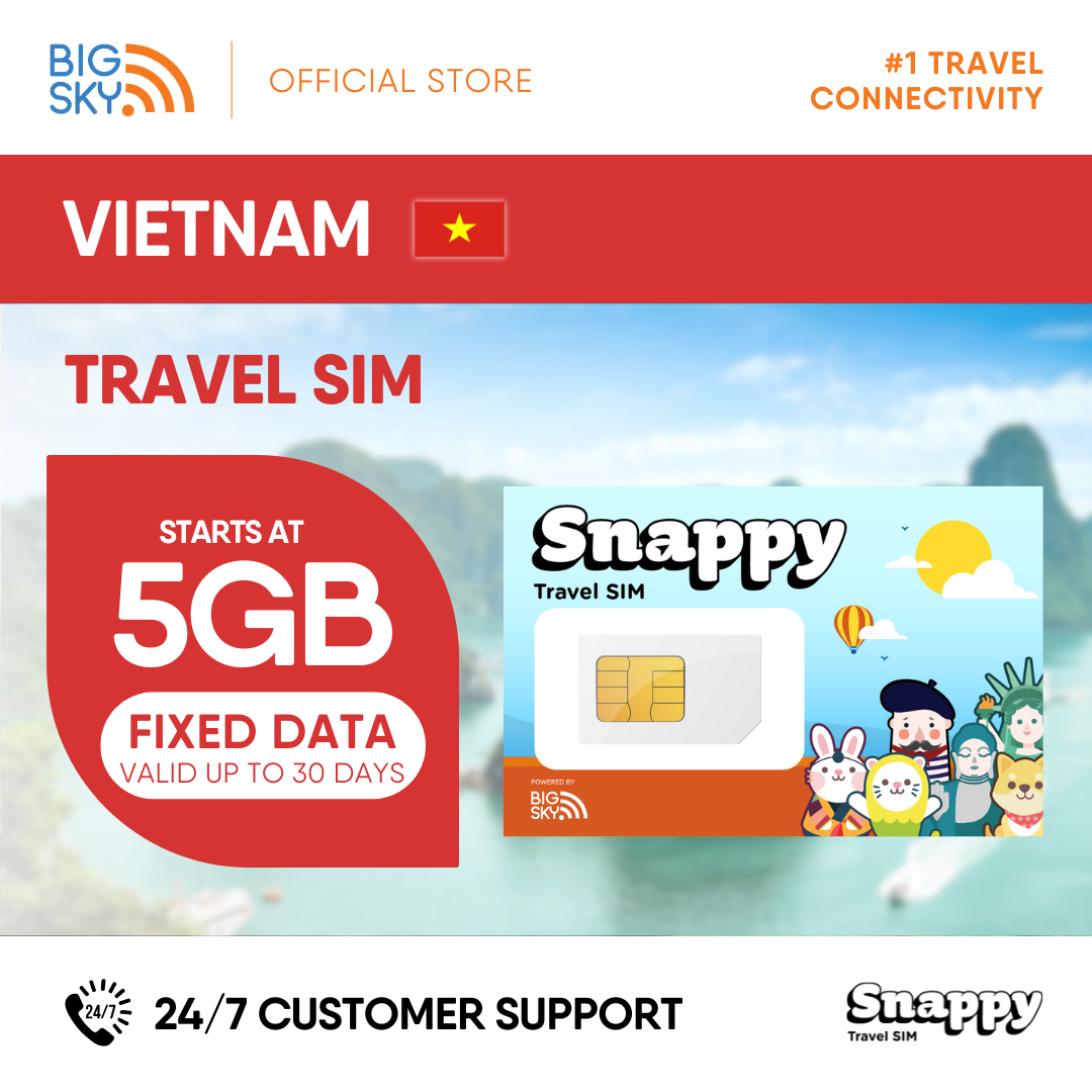 VIETNAM Snappy Travel SIM - 3GB to 20GB (30 days validity)