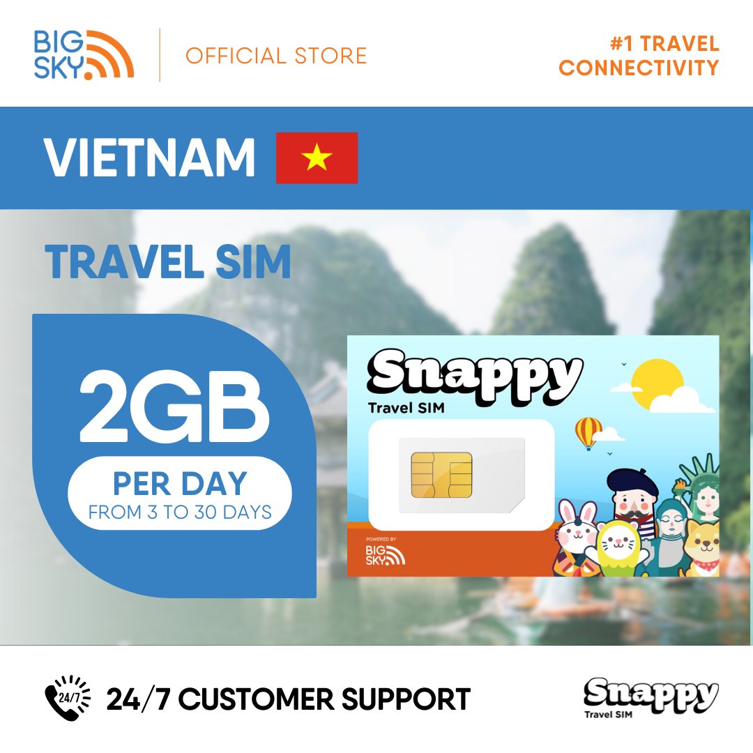 VIETNAM Snappy Travel SIM - 1GB to 3GB PER DAY