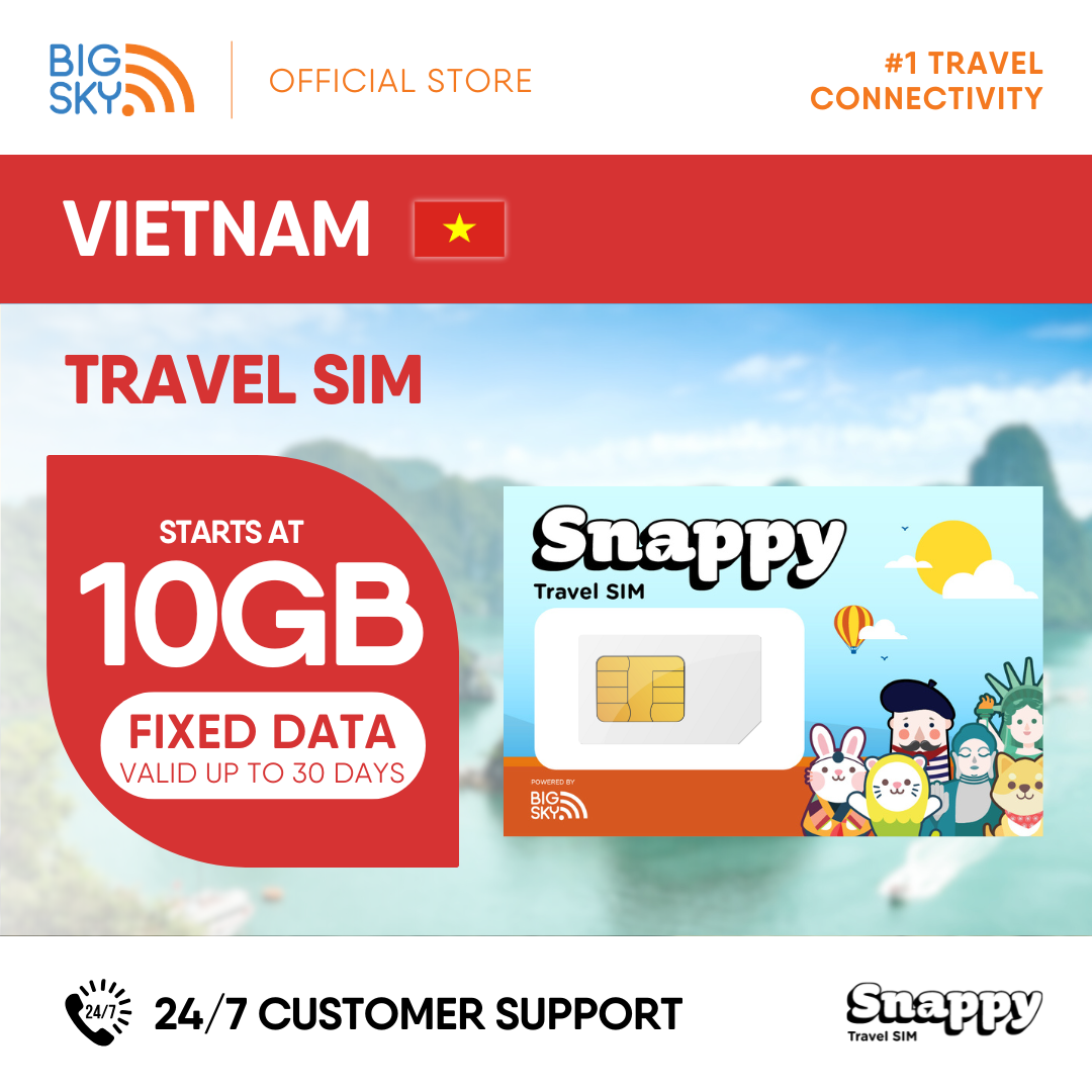 VIETNAM Snappy Travel SIM - 3GB to 20GB (30 days validity)