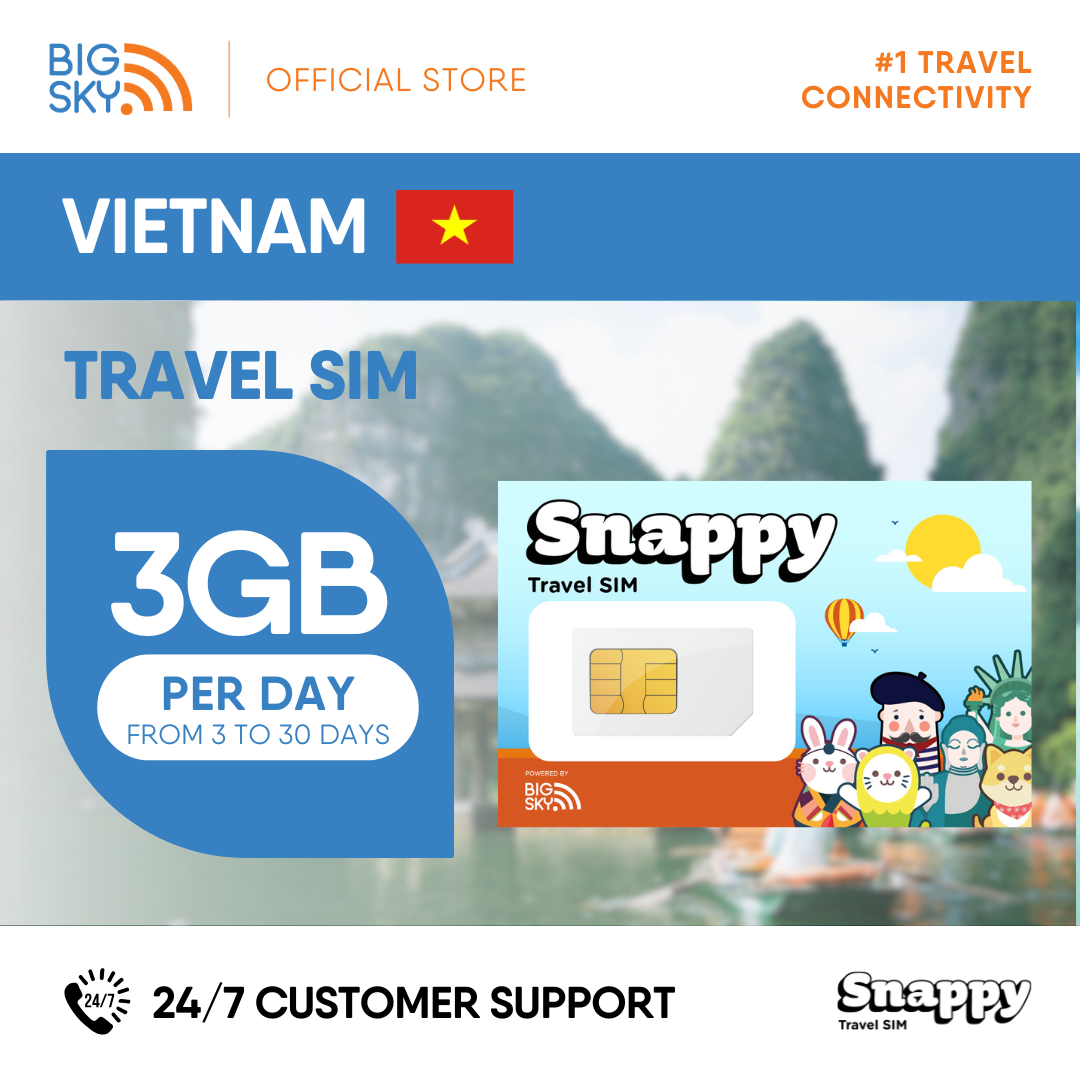 VIETNAM Snappy Travel SIM - 1GB to 3GB PER DAY