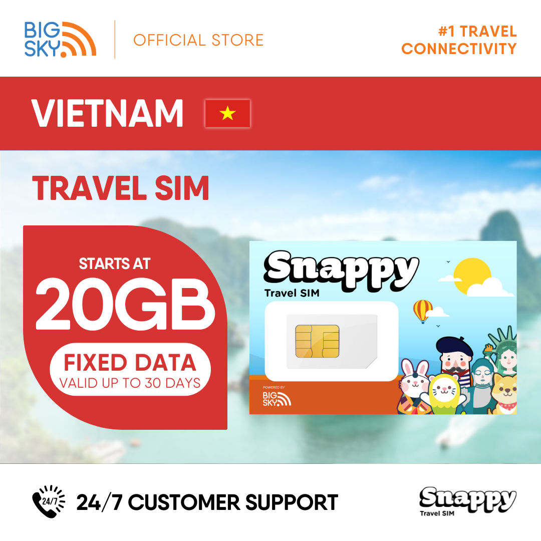 VIETNAM Snappy Travel SIM - 3GB to 20GB (30 days validity)