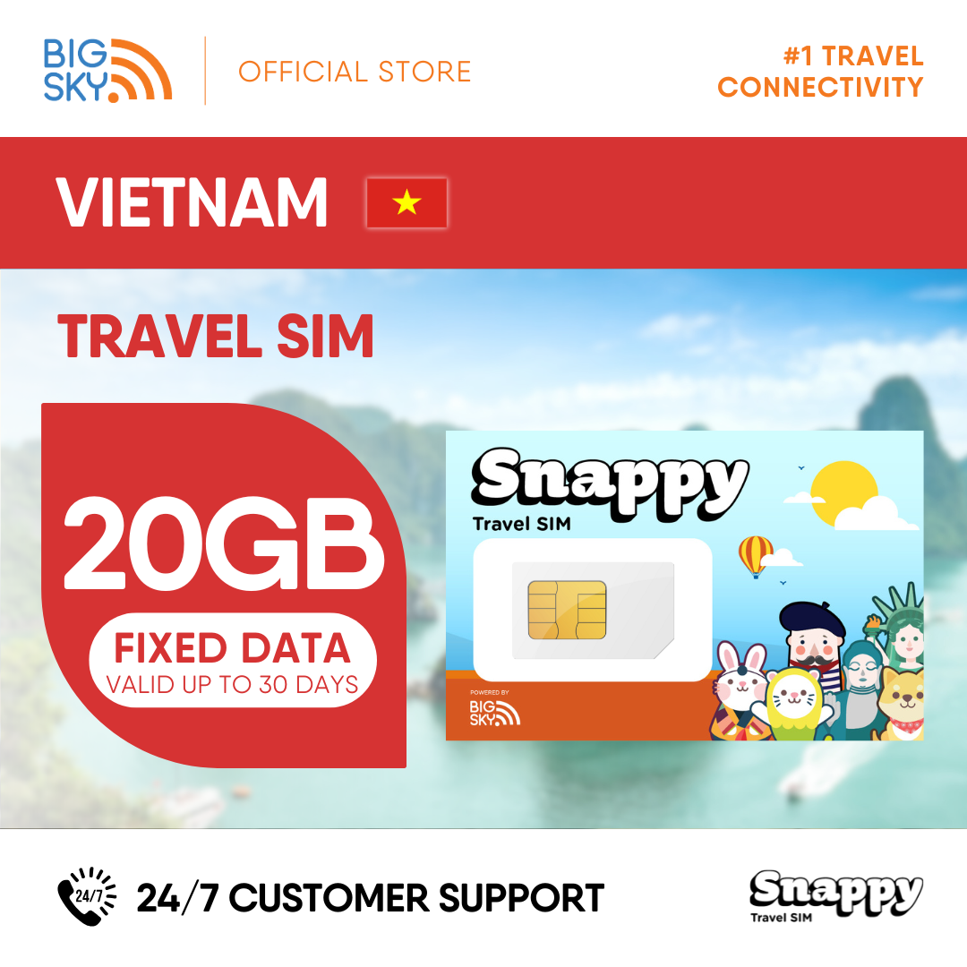 VIETNAM Snappy Travel SIM - 3GB to 20GB (30 days validity)
