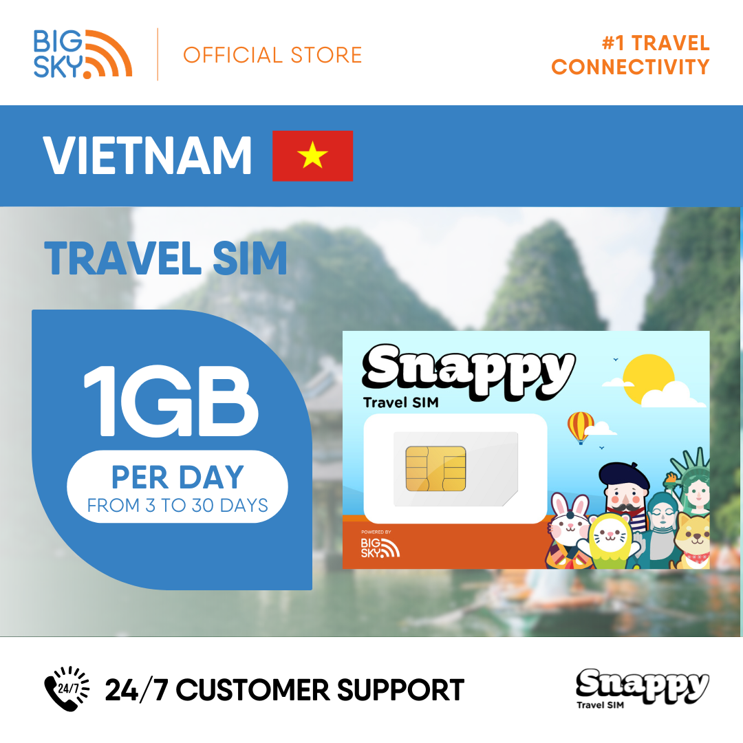 VIETNAM Snappy Travel SIM - 1GB to 3GB PER DAY