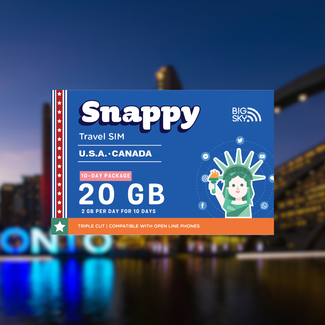 US-CANADA TRAVEL SIM (Snappy Travel SIM Powered by Big Sky Nation)