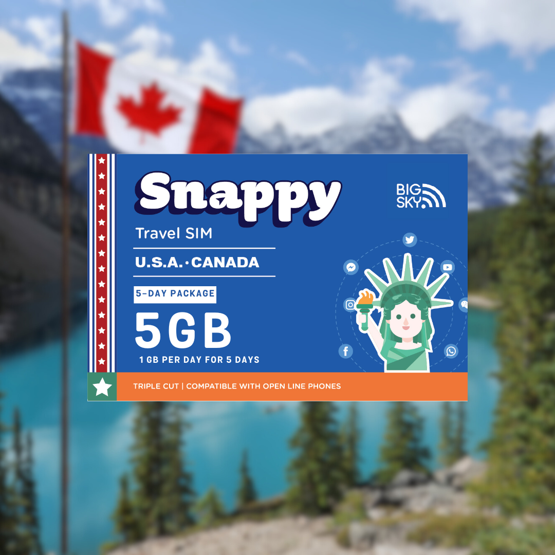 US-CANADA TRAVEL SIM (Snappy Travel SIM Powered by Big Sky Nation)