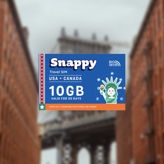 10GB USA TRAVEL SIM (Snappy Travel SIM Powered by 3UK)