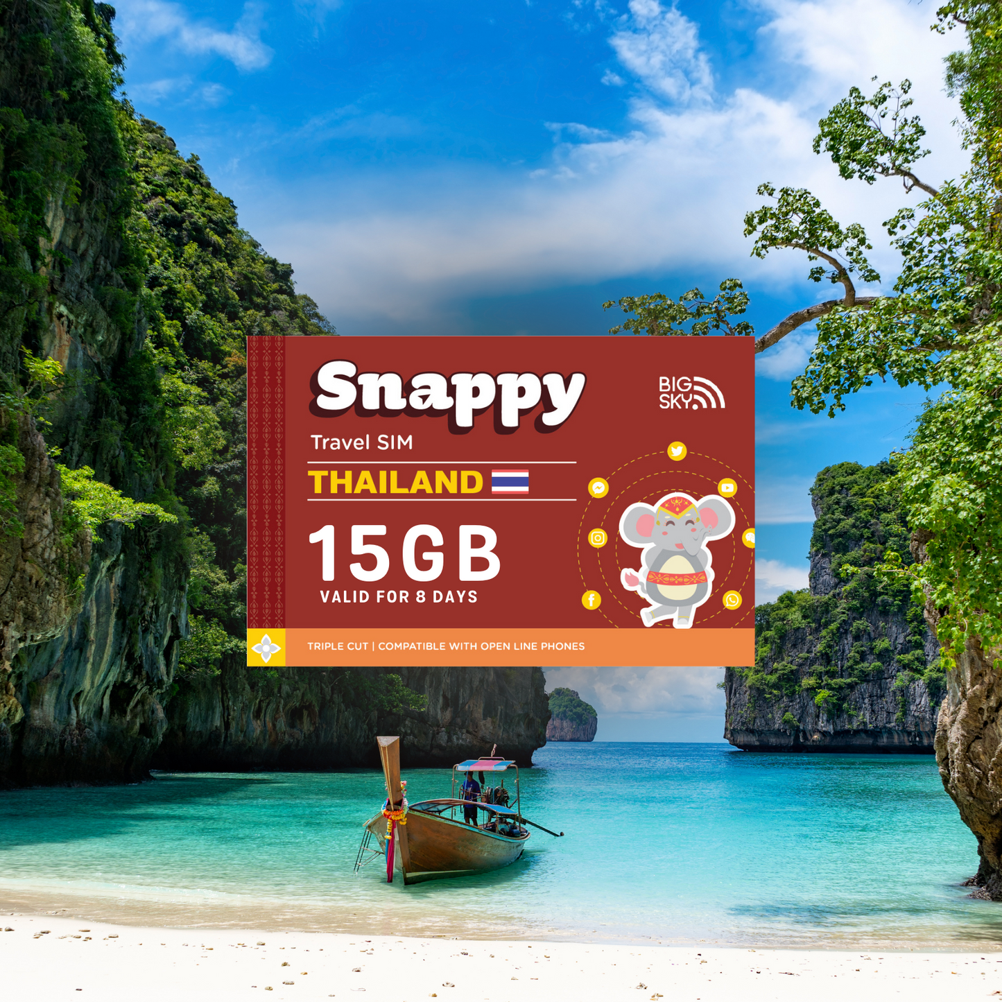 15GB THAILAND TRAVEL SIM (Snappy Travel SIM Powered by TrueMove)