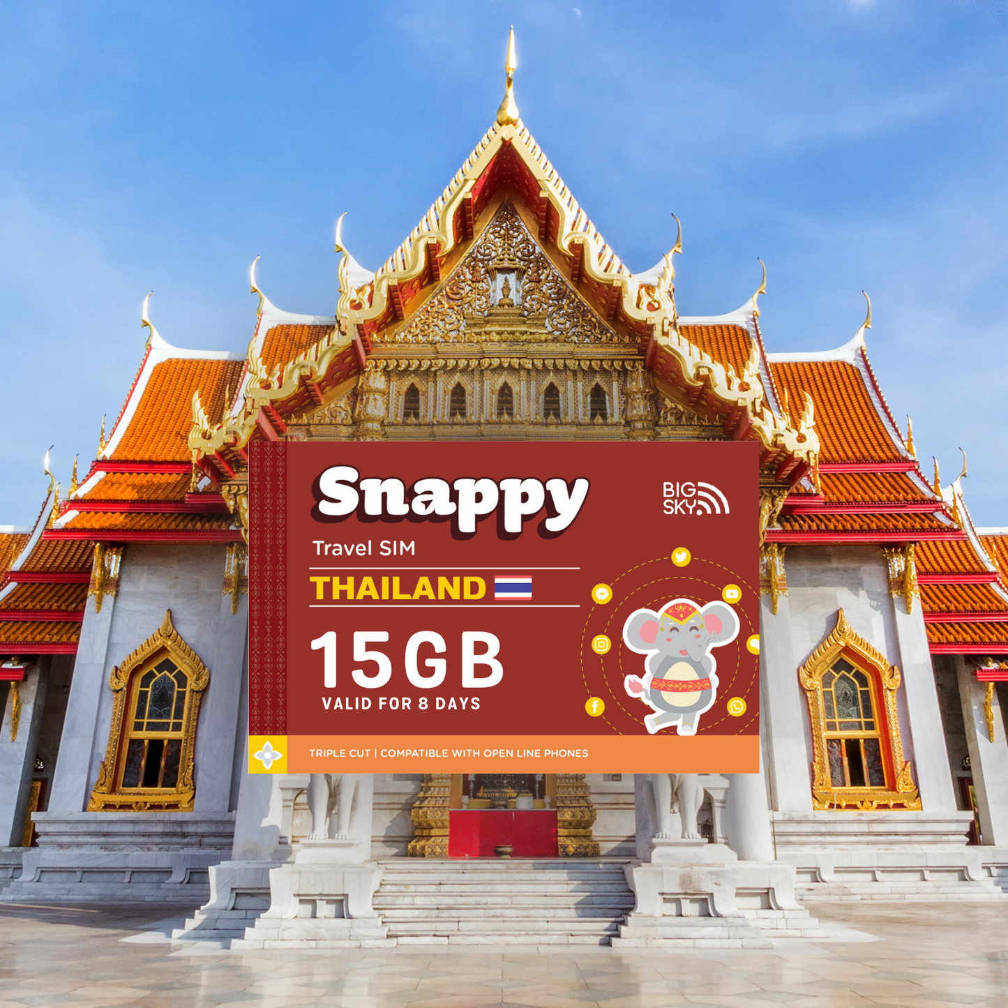 15GB THAILAND TRAVEL SIM (Snappy Travel SIM Powered by TrueMove)